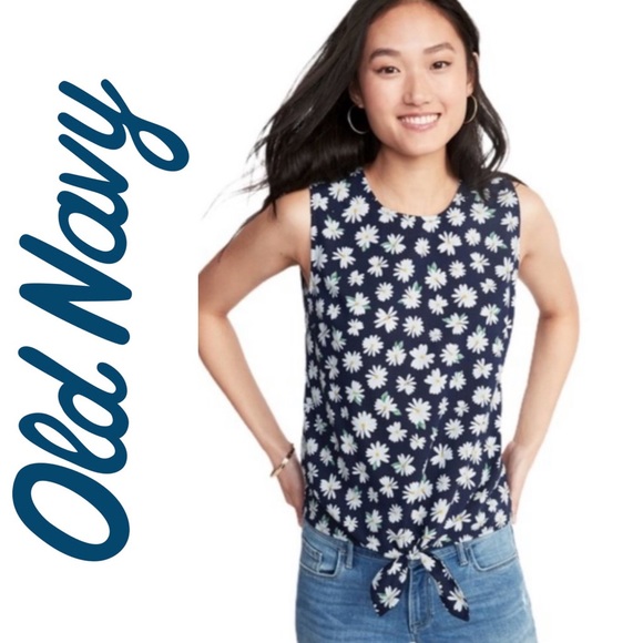Old Navy Daisy-Print Tie-Front Tank XS - Picture 2 of 7